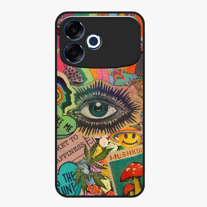 Mystic Eye Wonderland Glass Case showing flat back view with mystical eye themed artwork and glossy glass finish.