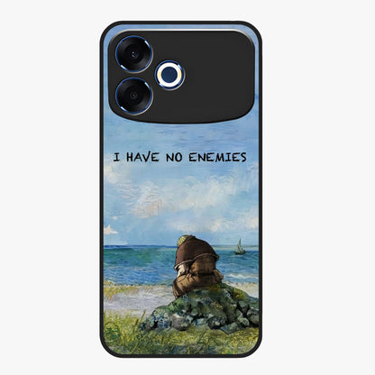 Peace Beyond War Glass Case showing flat back view with symbolic peace themed artwork and glossy glass finish.