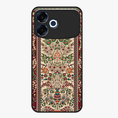 Persian Inspired Glass Case showing flat back view with ornate Persian style pattern artwork and glossy glass finish.