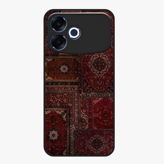 Persian Velvet Tale Glass Case showing flat back view with luxurious Persian velvet pattern artwork and glossy glass finish.
