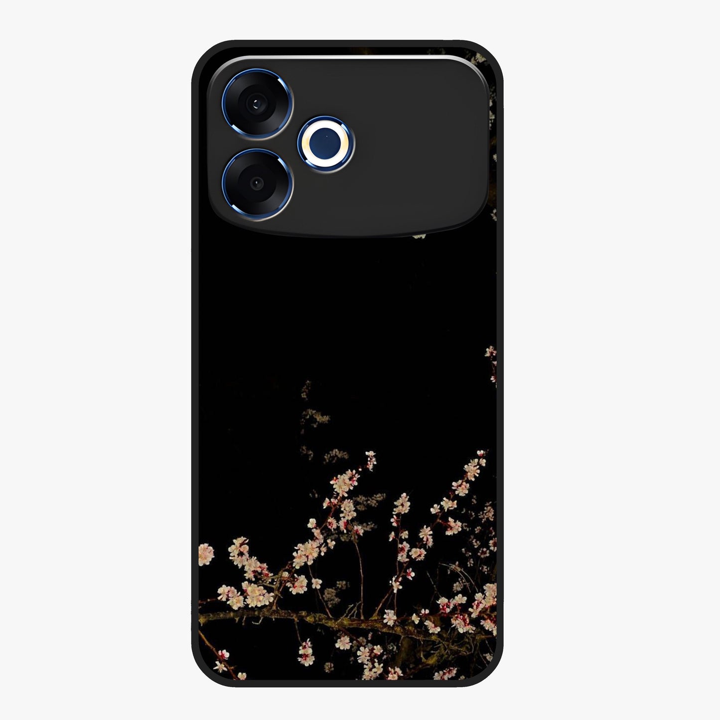 Petal Moon Light With Custom Name Glass Case showing flat back view with floral moonlight artwork and personalized name design.