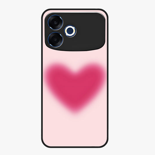 Pink Aura Heart Glass Case showing flat back view with glowing heart artwork and glossy glass finish.