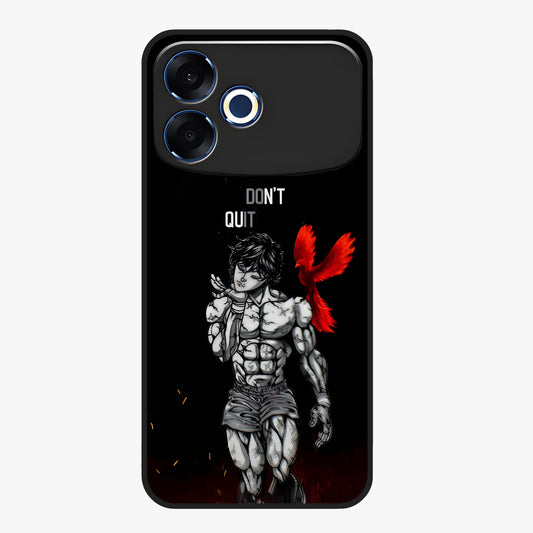 Rise Beyond Limits Glass Case showing flat back view with motivational typography artwork and glossy glass finish.
