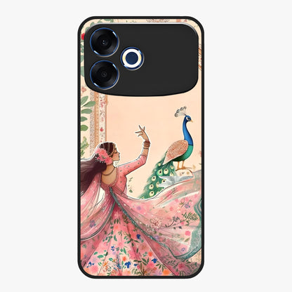 Royal Grace Muse Glass Case showing flat back view with elegant artistic artwork and glossy glass finish.