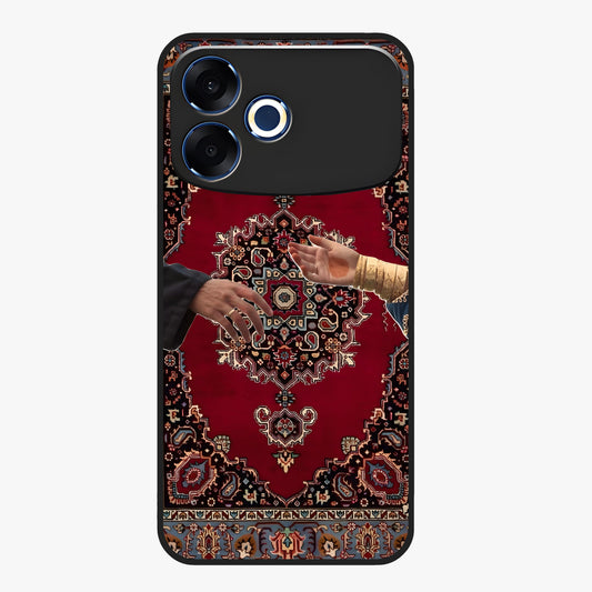 Royal Touch Reach Glass Case showing flat back view with elegant royal themed artwork and glossy glass finish.