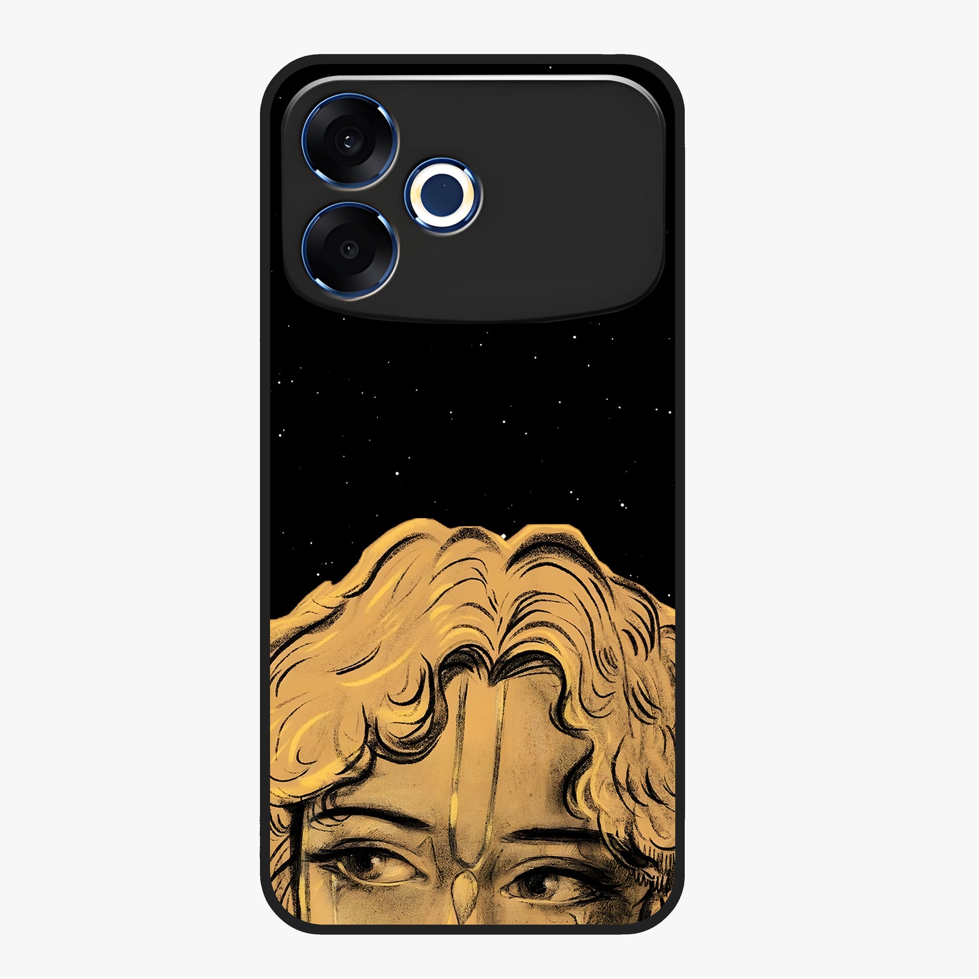 Shri Krishna Art Glass Case showing flat back view with devotional Krishna artwork and glossy glass finish.