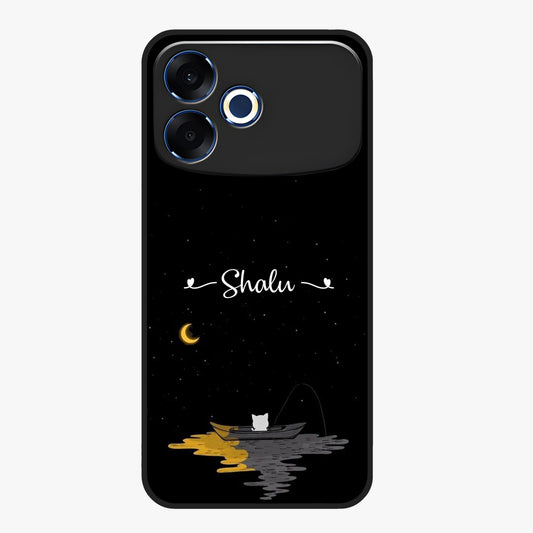 Silent Night Row Glass Case showing flat back view with calm night themed artwork and glossy glass finish.