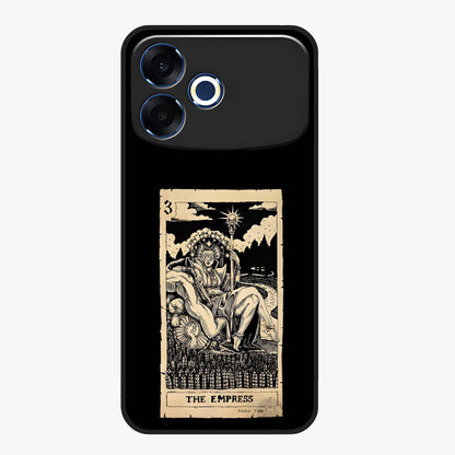 The Empress Glass Case showing flat back view with regal feminine artwork and glossy glass finish.