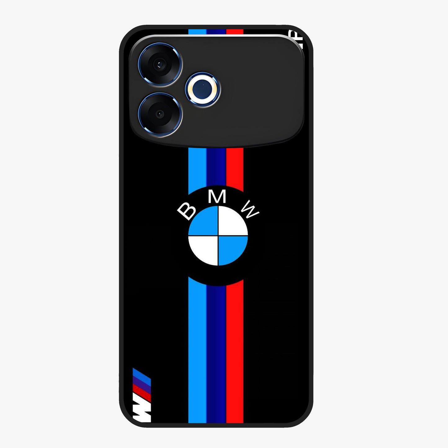 Turbo BMW Beast Glass Case showing flat back view with high performance sports car artwork and glossy glass finish.