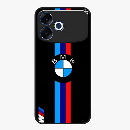 Turbo BMW Beast Glass Case showing flat back view with high performance sports car artwork and glossy glass finish.