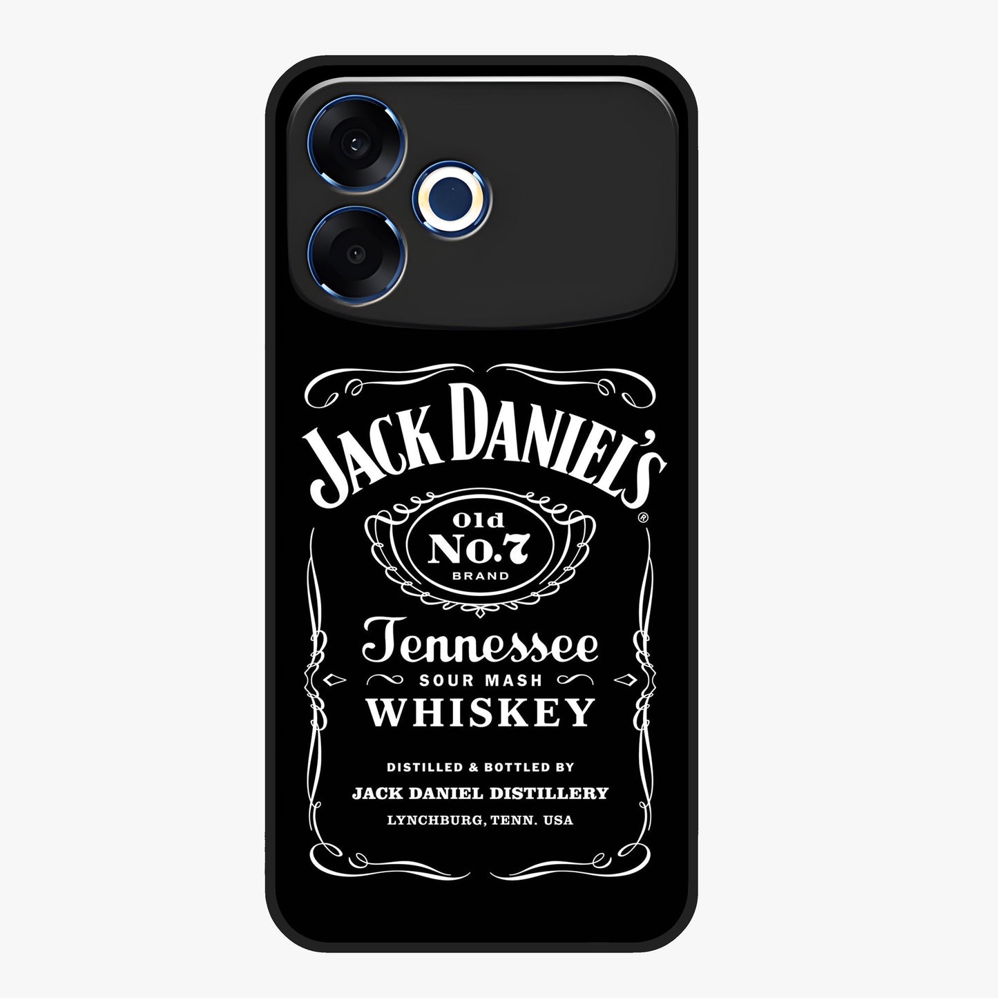 Vintage Whiskey Heritage Glass Case showing flat back view with classic whiskey inspired artwork and glossy glass finish.