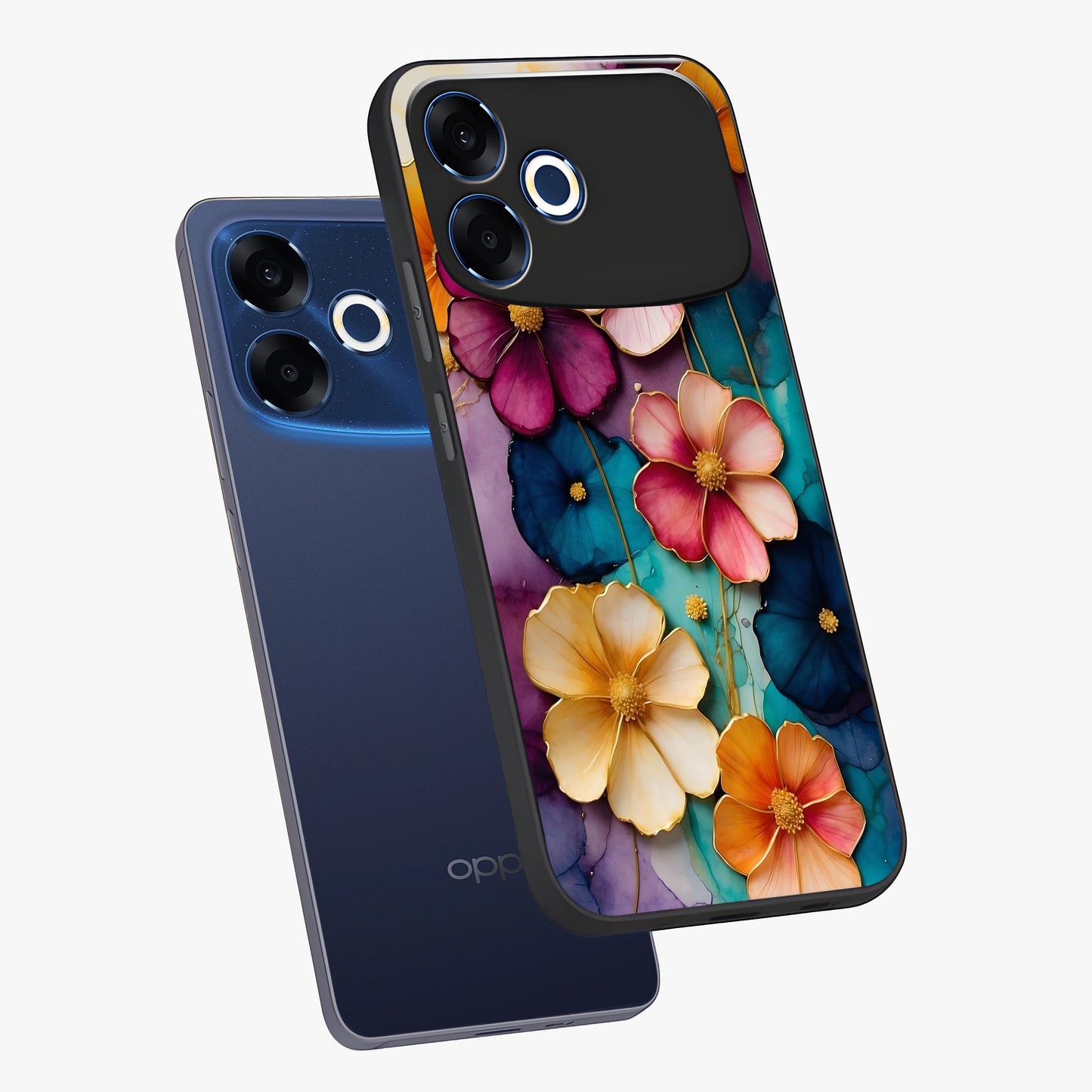 Artlyn Grace Flower Pattern Glass Case displayed in angled mockup highlighting delicate flower pattern design and smooth glass surface.