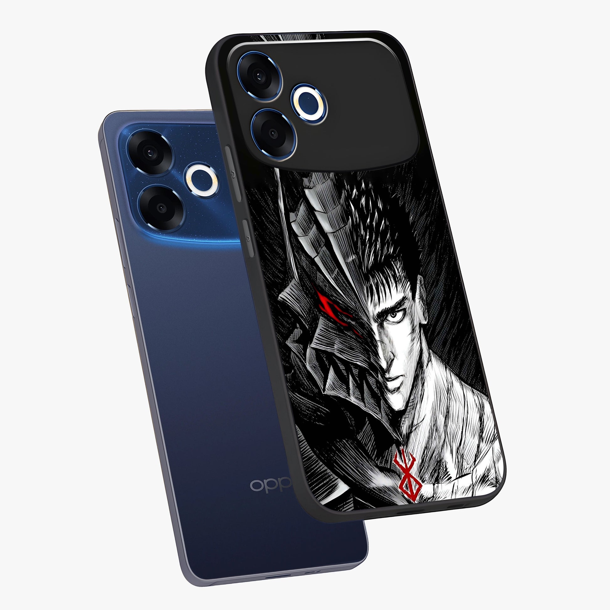 Berserker Blood Oath Glass Case displayed in angled mockup highlighting dark fantasy graphic design and powerful theme.