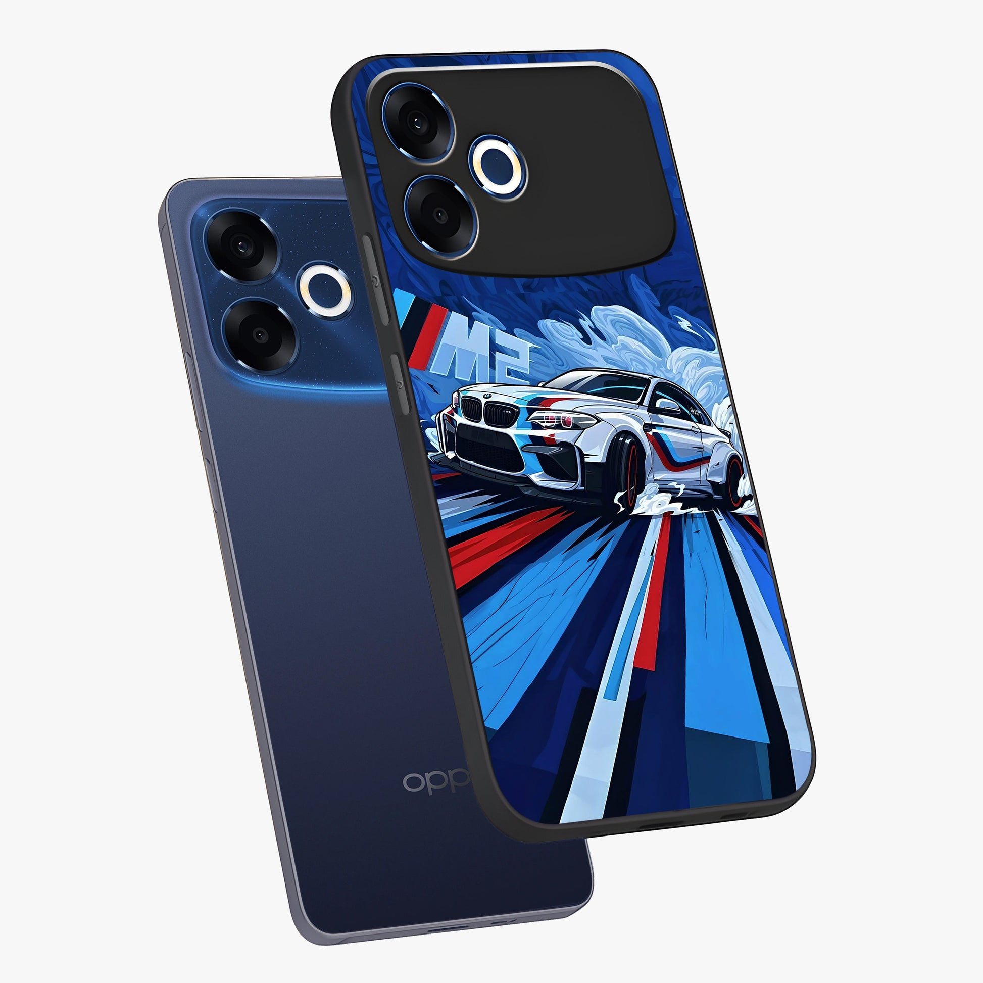 Drift Power Rush Glass Case displayed in angled mockup highlighting powerful drift car design with sporty aesthetic style.
