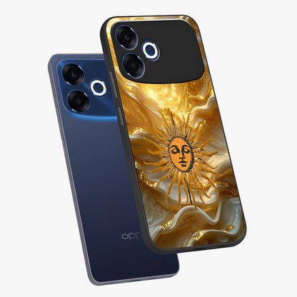 Eternal Golden Glow Glass Case displayed in angled mockup highlighting glowing golden aesthetic design with elegant style.