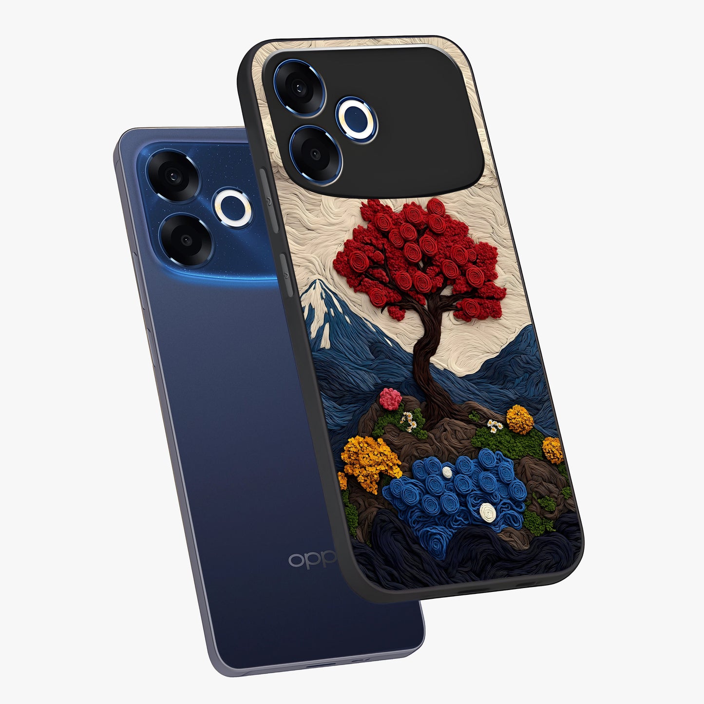 Eternal Nature Tapestry Glass Case displayed in angled mockup highlighting detailed botanical pattern with artistic aesthetic.