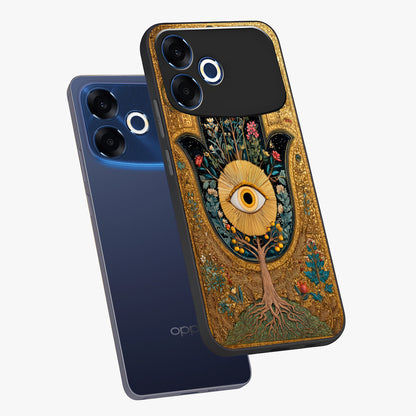 Ethereal Evil Eye Glass Case displayed in angled mockup highlighting protective evil eye symbol with spiritual aesthetic design.