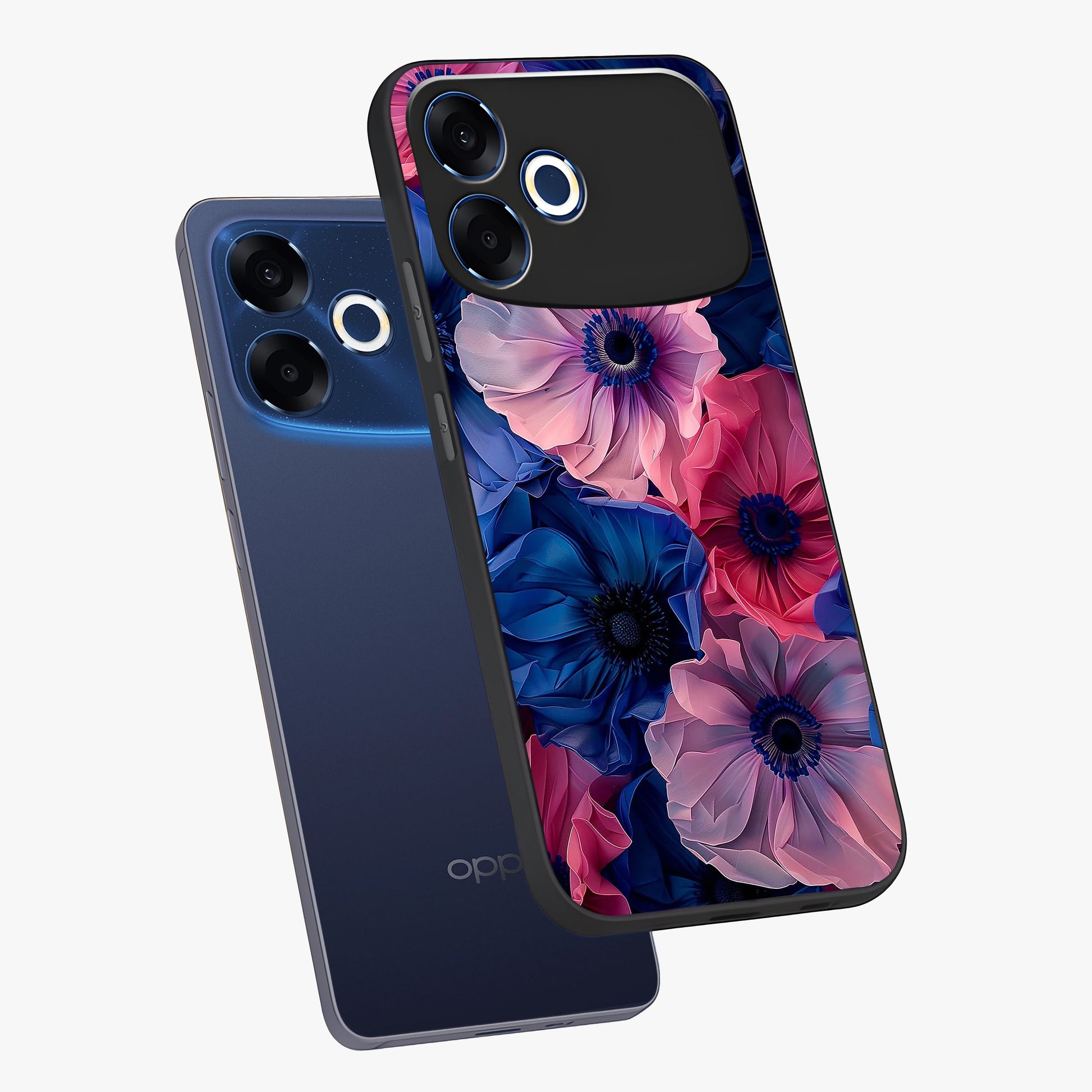 Flower Paper Art Pattern Glass Case displayed in angled mockup highlighting layered paper flower design with artistic aesthetic.