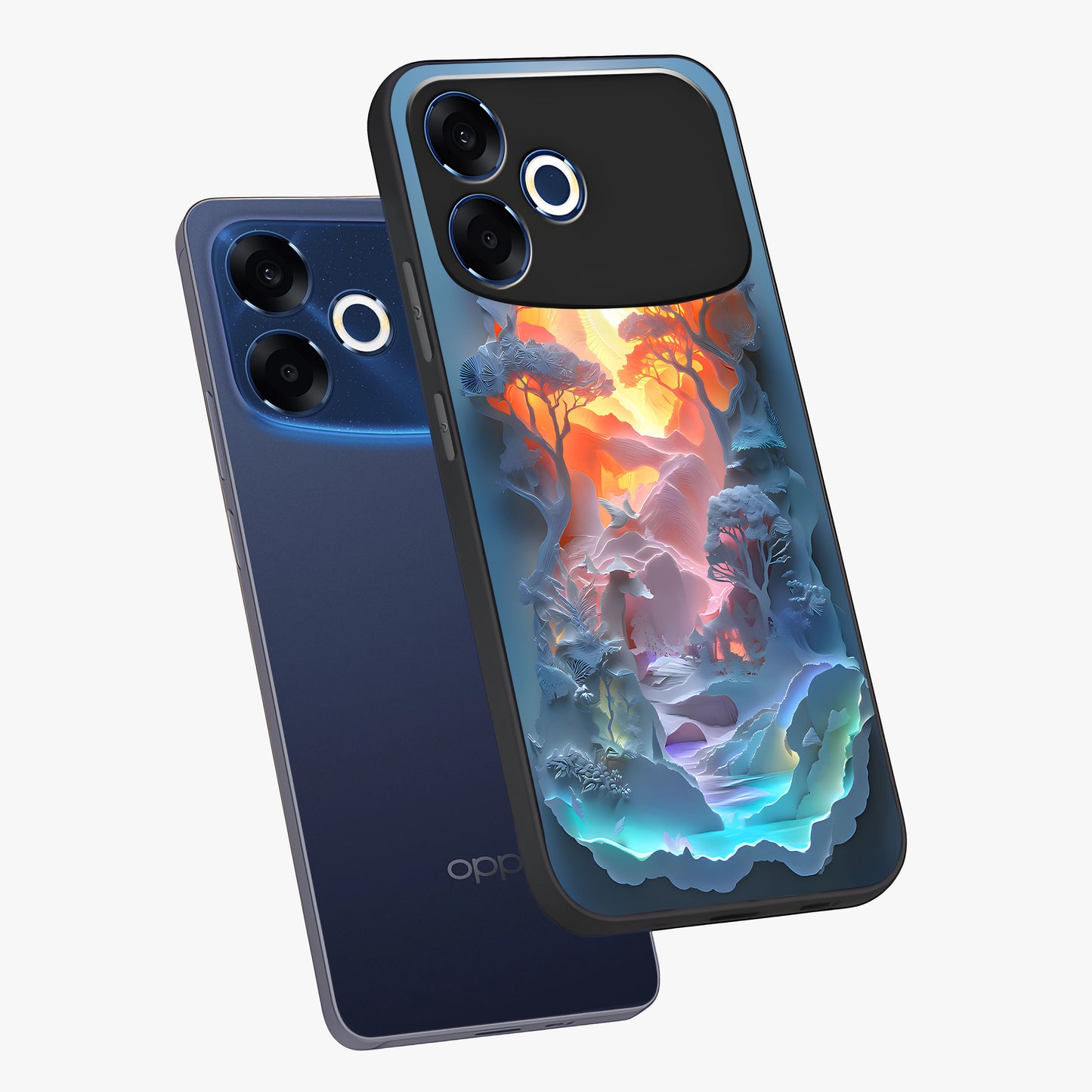 Glow Forest Portal Glass Case displayed in angled mockup highlighting mystical forest design with magical glowing aesthetic.