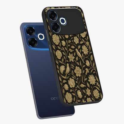 Golden Evil Eye Mandala Glass Case displayed in angled mockup highlighting protective evil eye symbol with golden mandala design.
