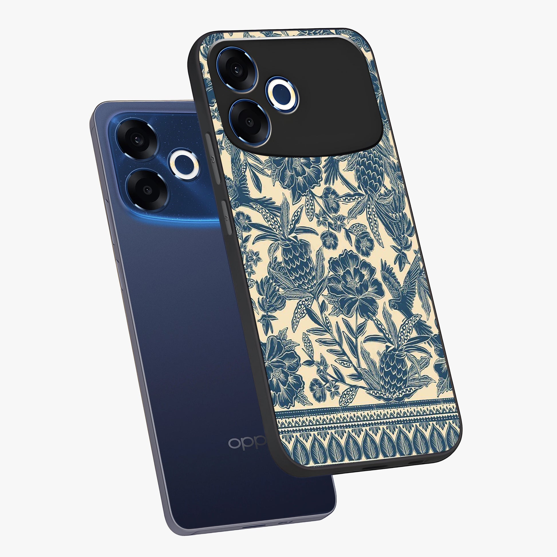 Heirloom Wild Bloom Glass Case displayed in angled mockup highlighting botanical bloom design with classic aesthetic style.