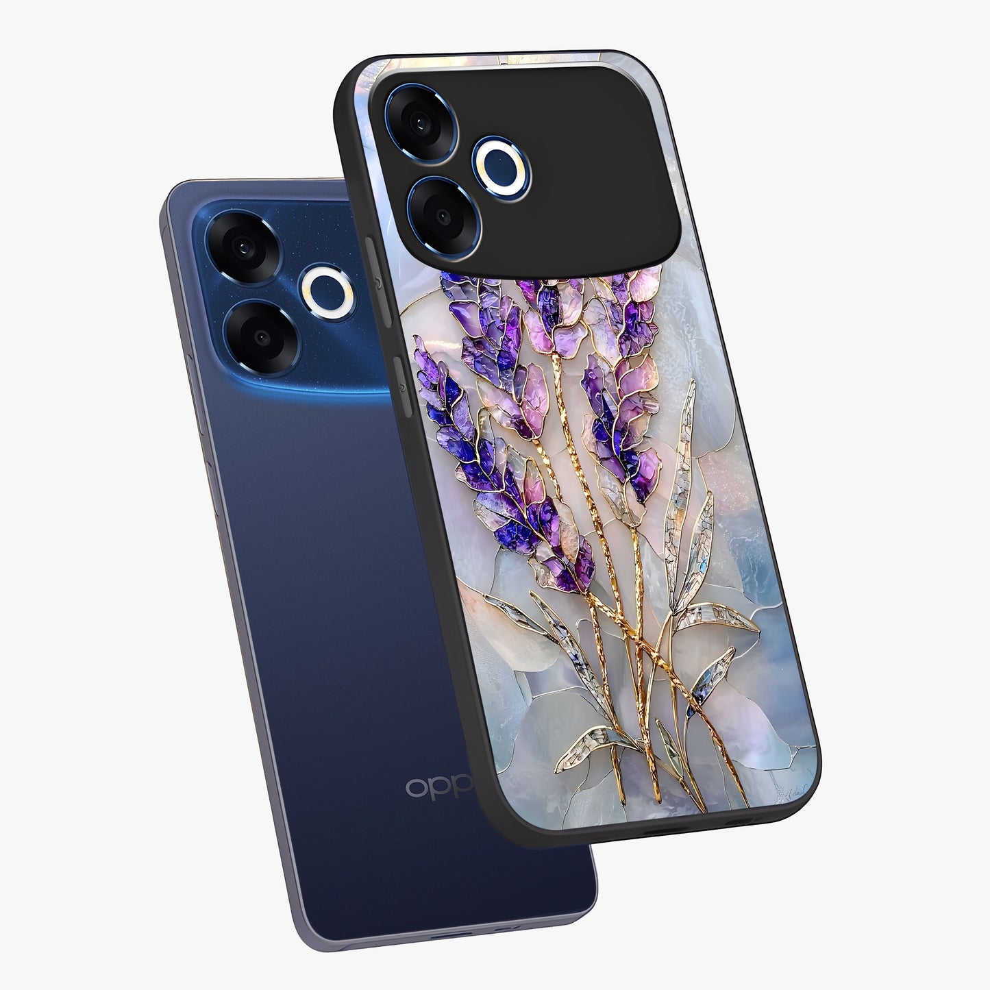 Lavender Dream Glow Glass Case displayed in angled mockup highlighting dreamy purple glow design with soft artistic style.