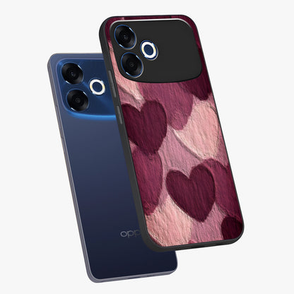 Layered Paper Hearts Glass Case displayed in angled mockup highlighting creative paper craft heart design with romantic aesthetic.