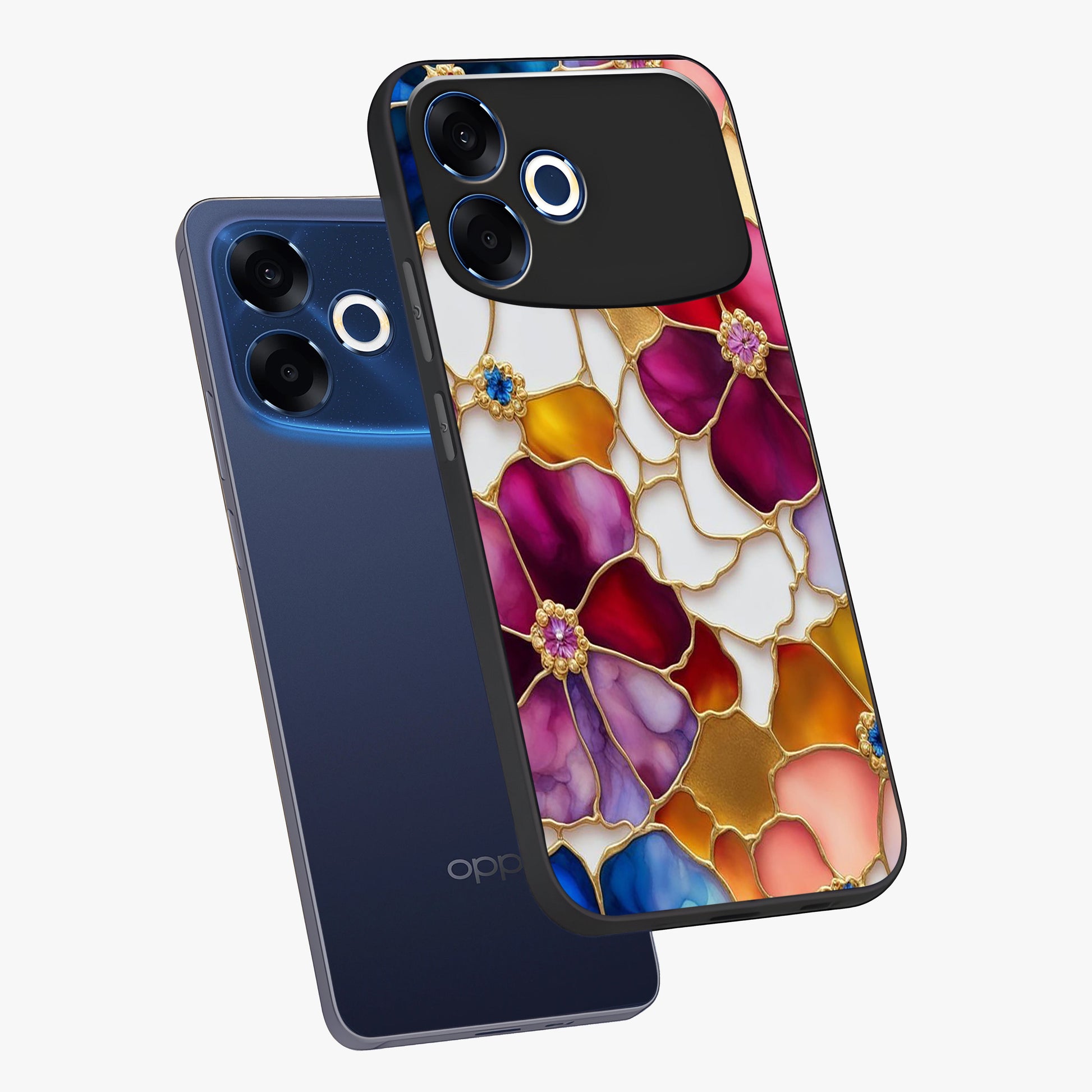 Marble Flower Pattern Glass Case displayed in angled mockup highlighting elegant marble floral design with modern aesthetic.