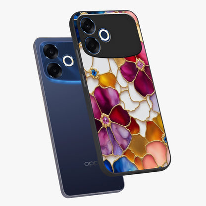 Marble Flower Pattern Glass Case displayed in angled mockup highlighting elegant marble floral design with modern aesthetic.