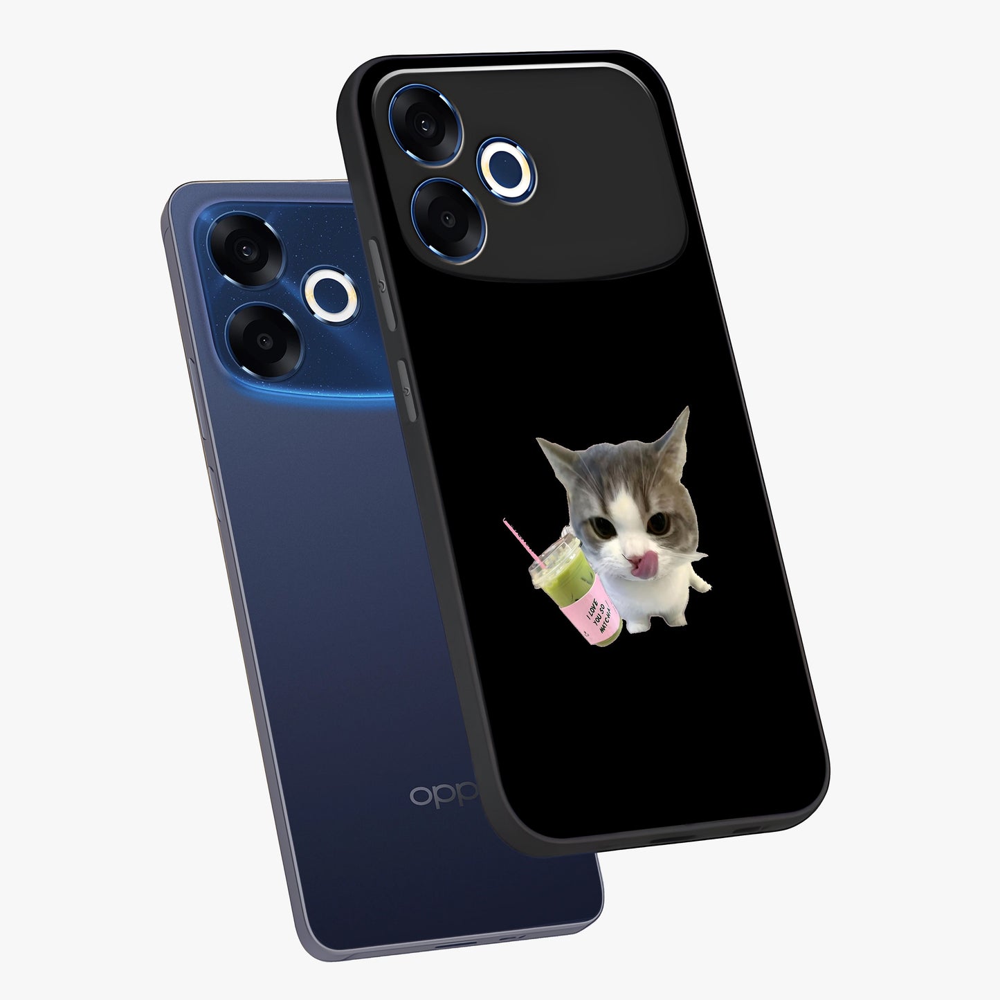 Matcha Cat Style Glass Case displayed in angled mockup highlighting playful feline design with pastel matcha aesthetic.