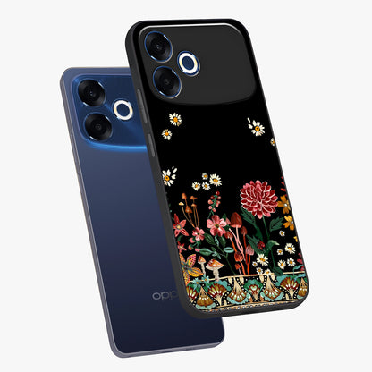 Midnight Bloom Pattern Glass Case displayed in angled mockup highlighting elegant flower design with midnight aesthetic style.