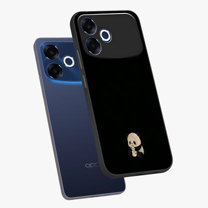 Midnight Panda Love Glass Case displayed in angled mockup highlighting adorable panda illustration with midnight aesthetic.