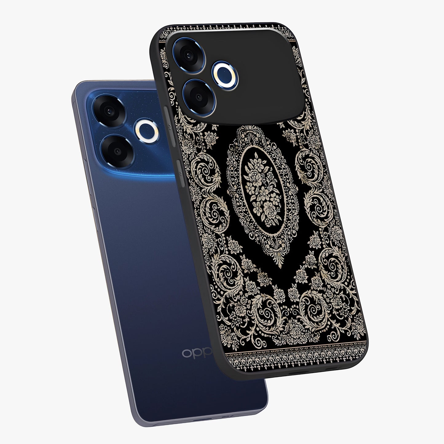 Noir Bloom Elegance Glass Case displayed in angled mockup highlighting refined flower design with stylish noir aesthetic.