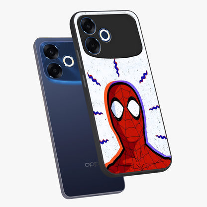 Omg Spiderman Glass Case displayed in angled mockup highlighting dynamic hero illustration with action comic aesthetic.