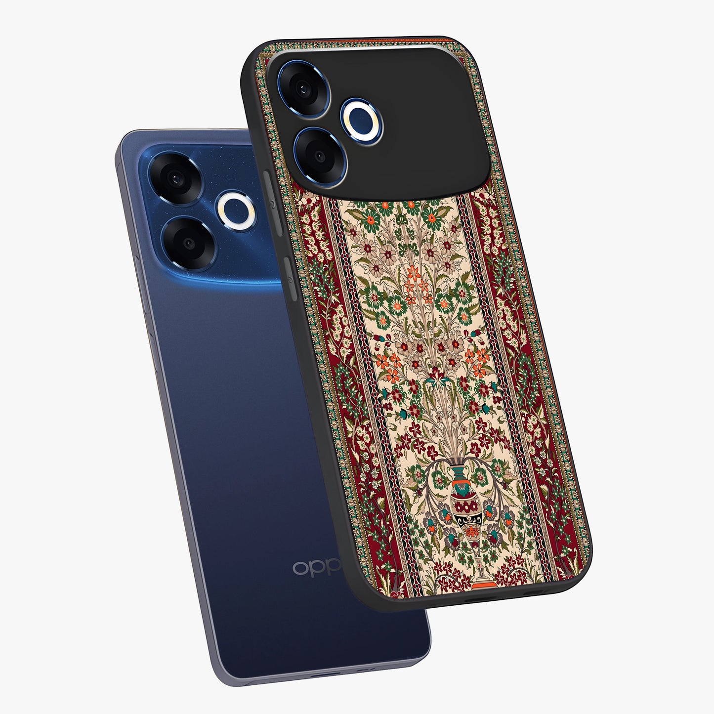 Persian Inspired Glass Case displayed in angled mockup highlighting intricate traditional design with elegant cultural aesthetic.