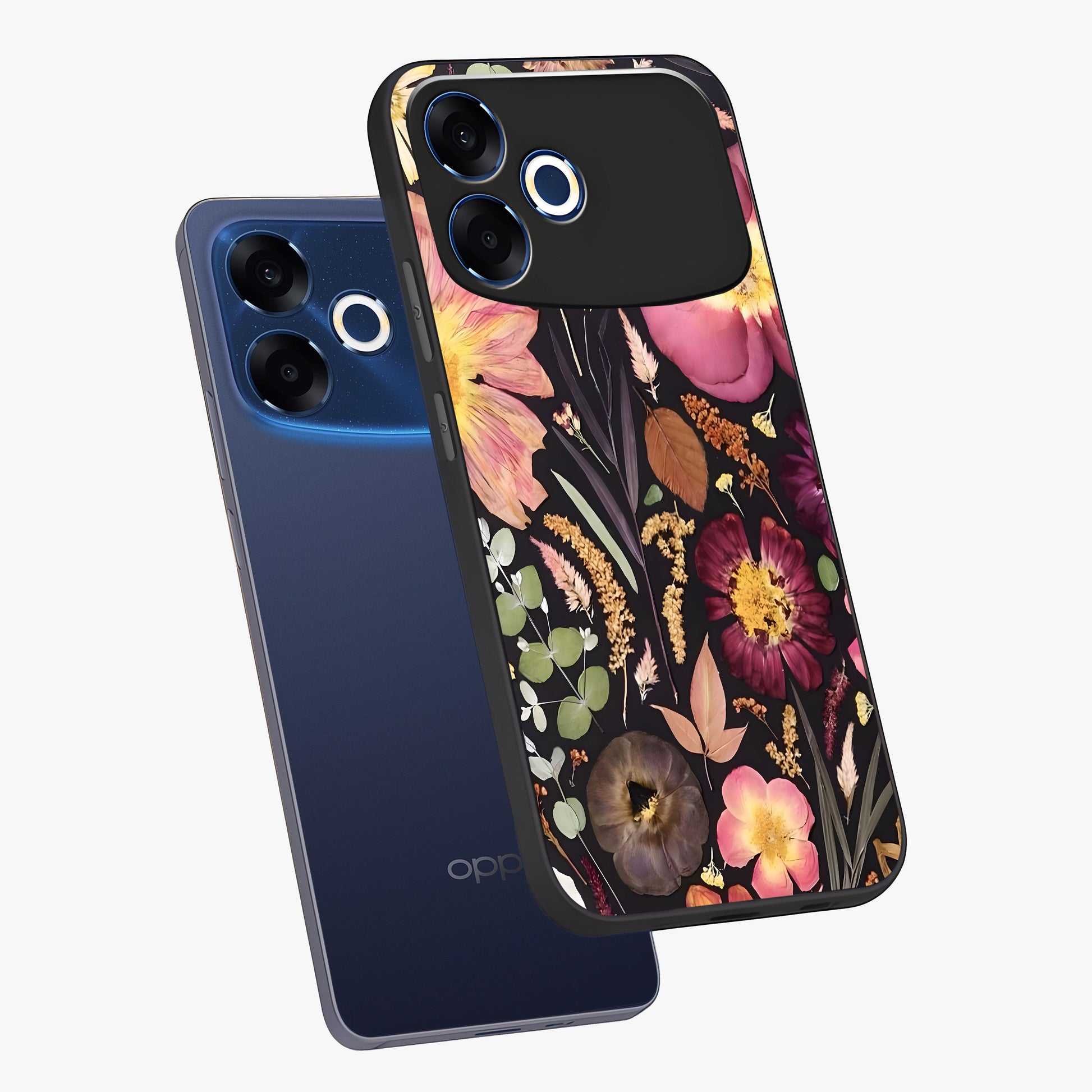 Petal Dream Tapestry Glass Case displayed in angled mockup highlighting decorative petal pattern with elegant botanical aesthetic.