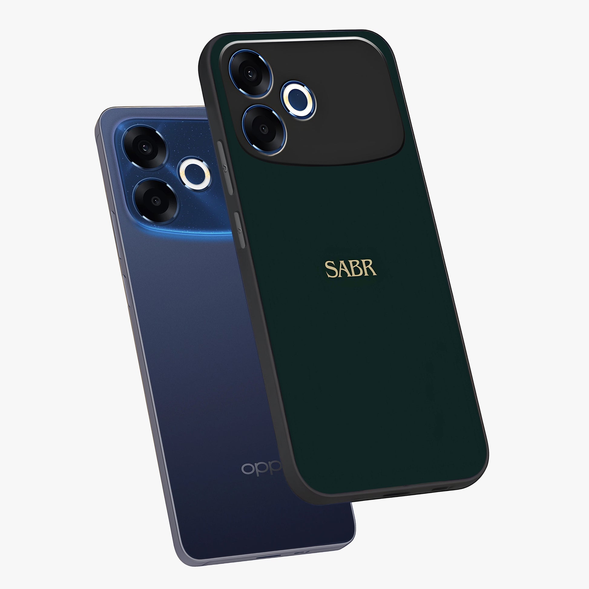 Sabr Minimal Patience Glass Case displayed in angled mockup highlighting simple inspirational design with clean aesthetic style.