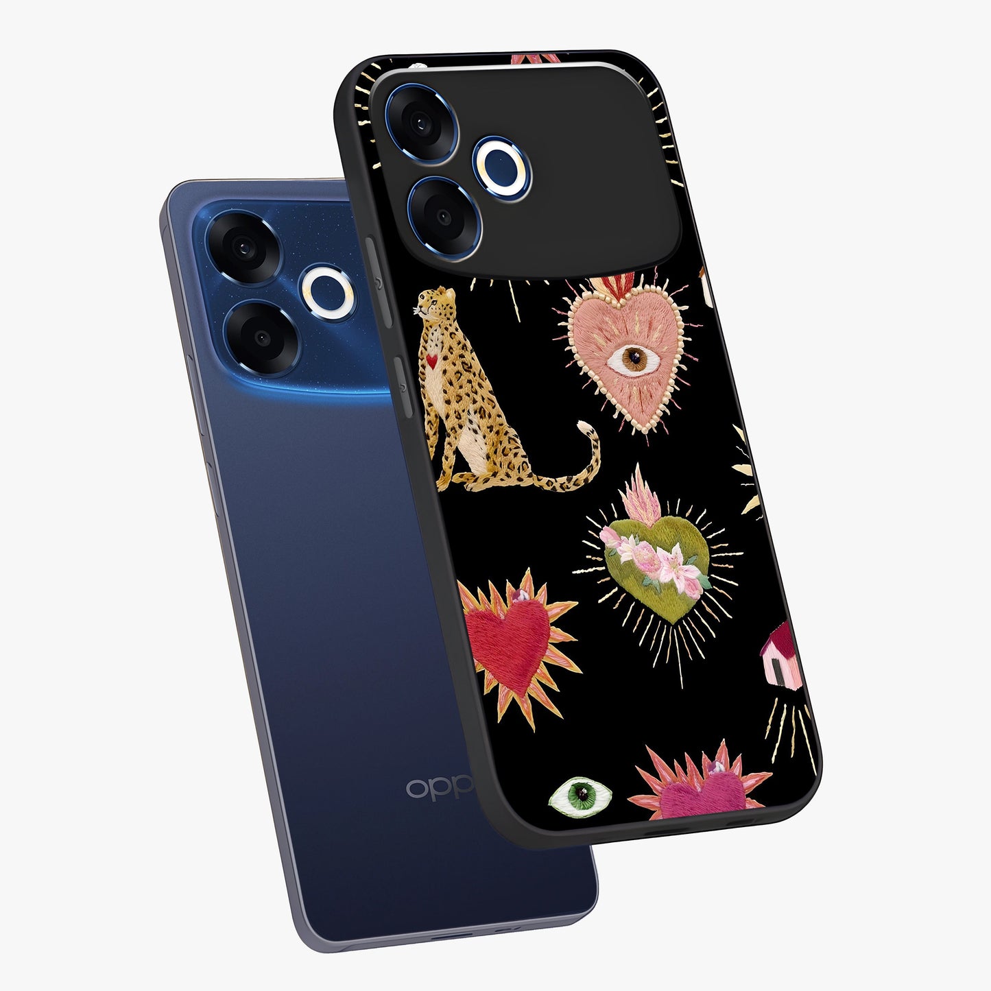 Sacred Jungle Heart Glass Case displayed in angled mockup highlighting lush tropical design with natural aesthetic style.