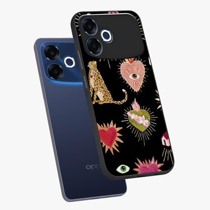Sacred Jungle Heart Glass Case displayed in angled mockup highlighting lush tropical design with natural aesthetic style.