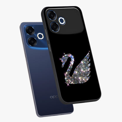 Starlit Swan Grace Glass Case displayed in angled mockup highlighting elegant swan illustration with dreamy celestial aesthetic.