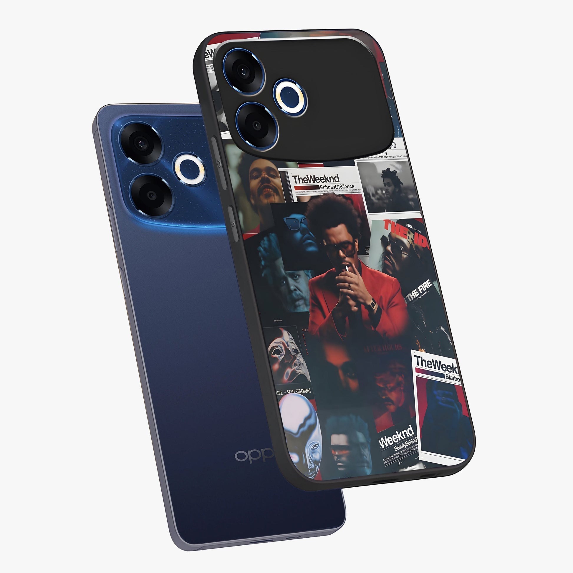 The Weeknd Glass Case displayed in angled mockup highlighting stylish pop culture inspired design with modern aesthetic.