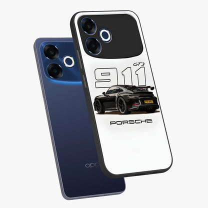 Turbo Legacy Icon Glass Case displayed in angled mockup highlighting dynamic automotive design with performance aesthetic.
