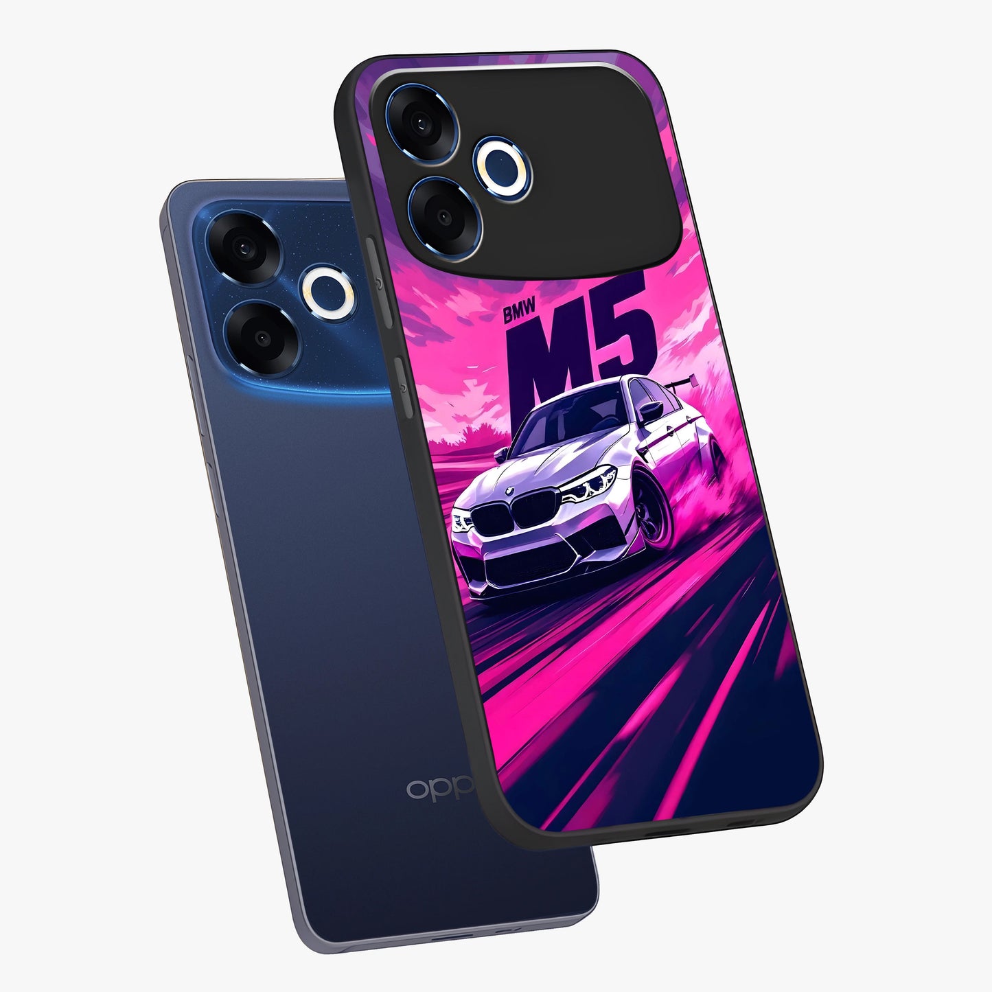 Velocity Drift Pulse Glass Case displayed in angled mockup highlighting dynamic drift design with sporty automotive aesthetic.