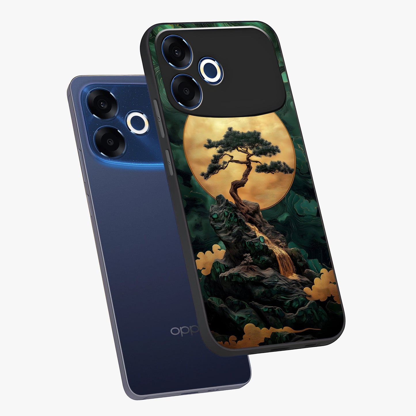 Zen Moon Rise Glass Case displayed in angled mockup highlighting peaceful lunar design with zen aesthetic style.