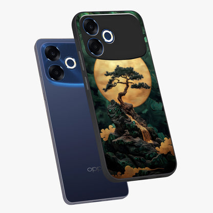 Zen Moon Rise Glass Case displayed in angled mockup highlighting peaceful lunar design with zen aesthetic style.