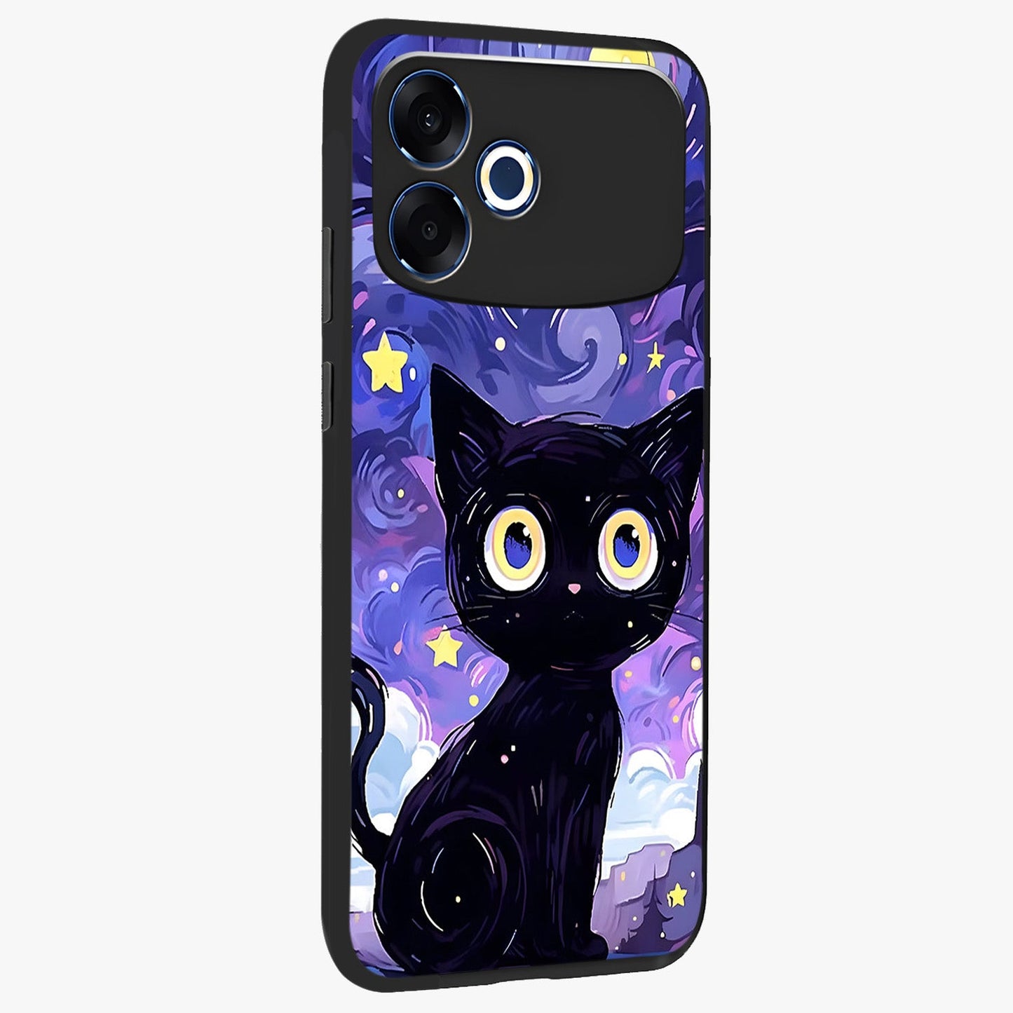 Abstract Cat Art Glass Case upright view showcasing creative feline illustration and aesthetic artistic style.