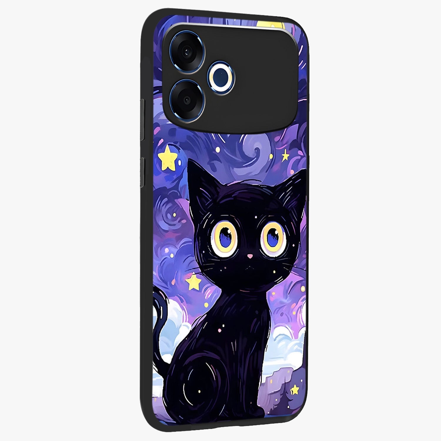 Abstract Cat Art Glass Case upright view showcasing creative feline illustration and aesthetic artistic style.