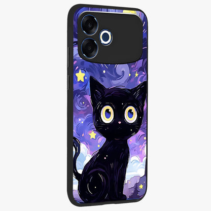 Abstract Cat Art Glass Case upright view showcasing creative feline illustration and aesthetic artistic style.