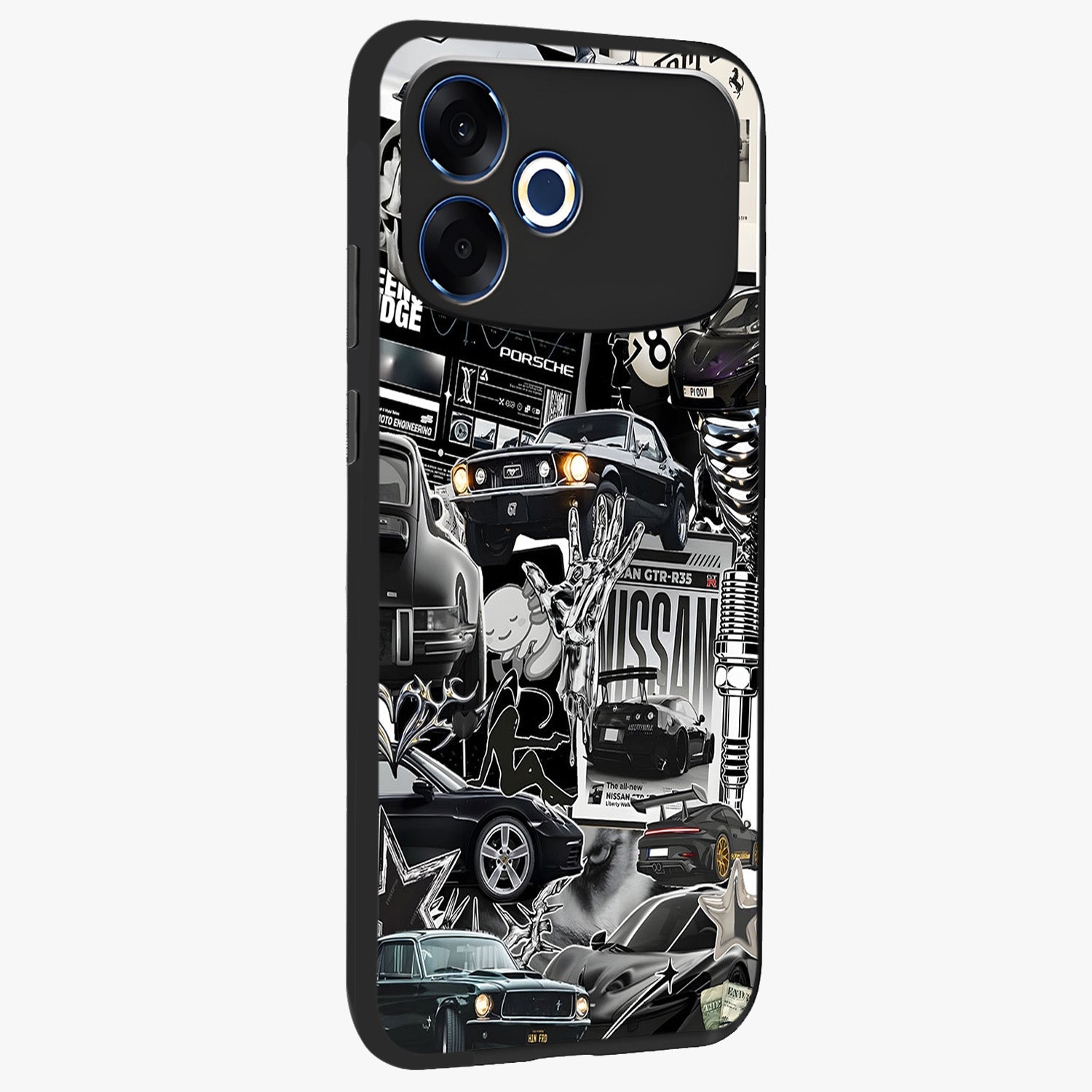 Aesthetic Dark Love Glass Case upright view showcasing dramatic romantic artwork with modern aesthetic style.