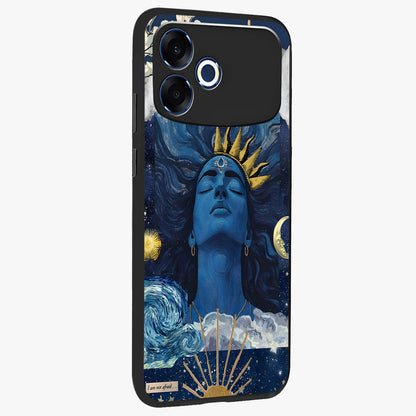 Aesthetic Lord Shiva Glass Case upright view showcasing powerful Lord Shiva artwork with devotional theme.